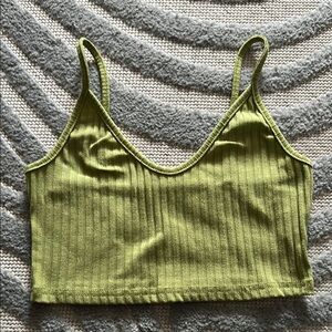 Vibrant Green Ribbed Crop Top